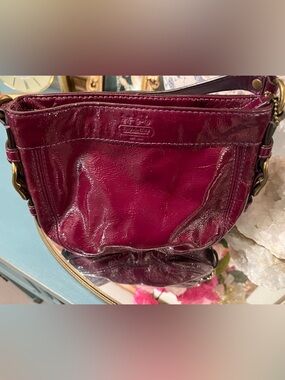 Coach Patent Leather Purse Bag in Deep Berry Raspberry